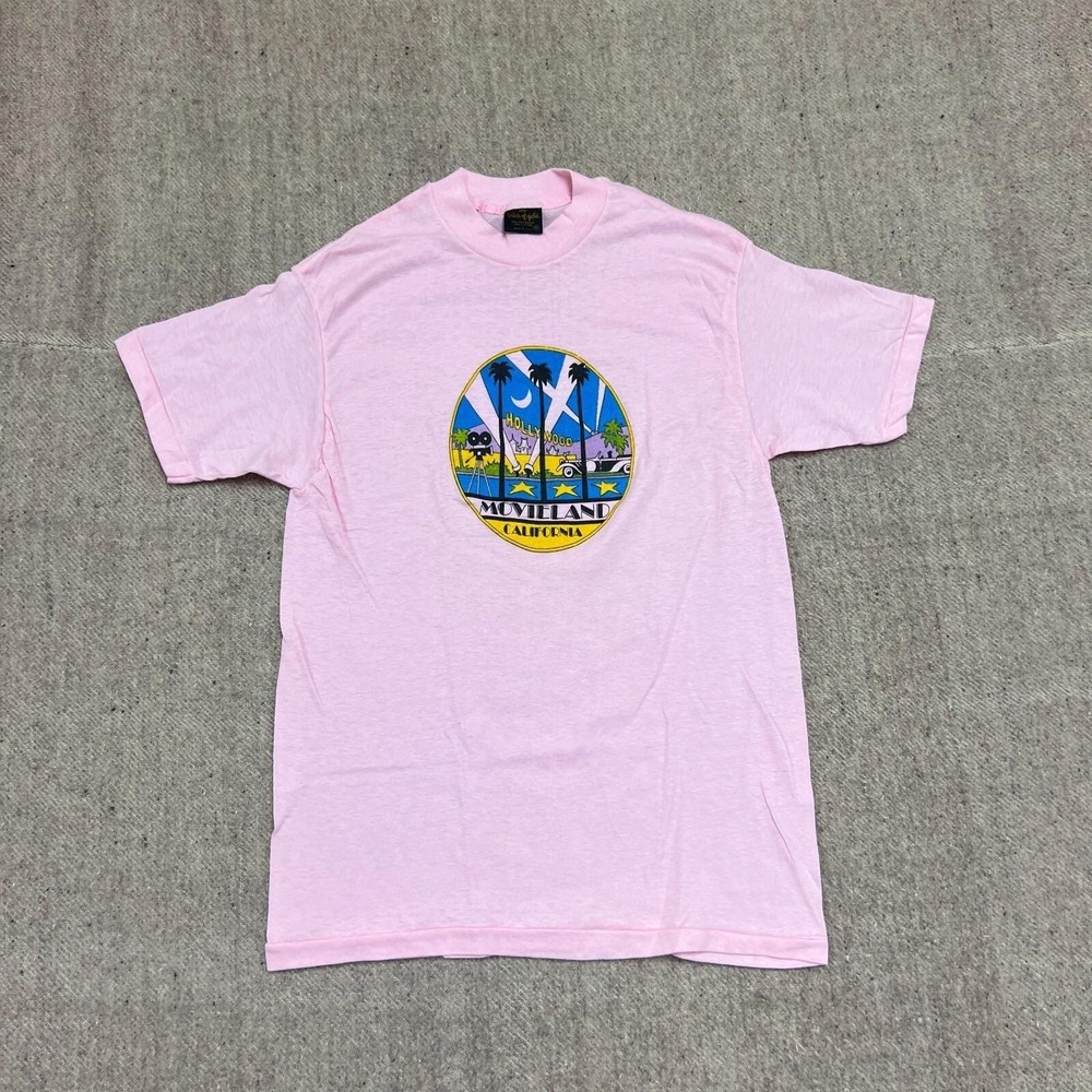 Vintage Movieland California Shirt Mens XS Pink 1980s